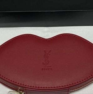YSL Beauty Red Lips Makeup Bag Cosmetic Pouch With Brushes New